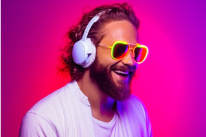 Bearded Smiling Man Sunglasses With