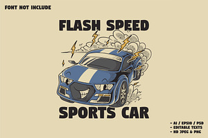 Retro Blue Sports Car Mascot, a Branding & Logo Template by Judsart