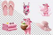 Whimsical Pink Summer Poolside Clipa, an Illustration by SVGArt (Thumbnail 2 of 9)