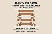 Retro ribbon vector pattern brushes, a Pattern Graphic by Judsart (Thumbnail 1 of 4)