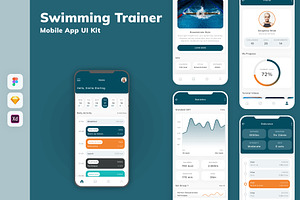 Swimming Trainer Mobile App UI Kit, an UI Kit Template by uicube