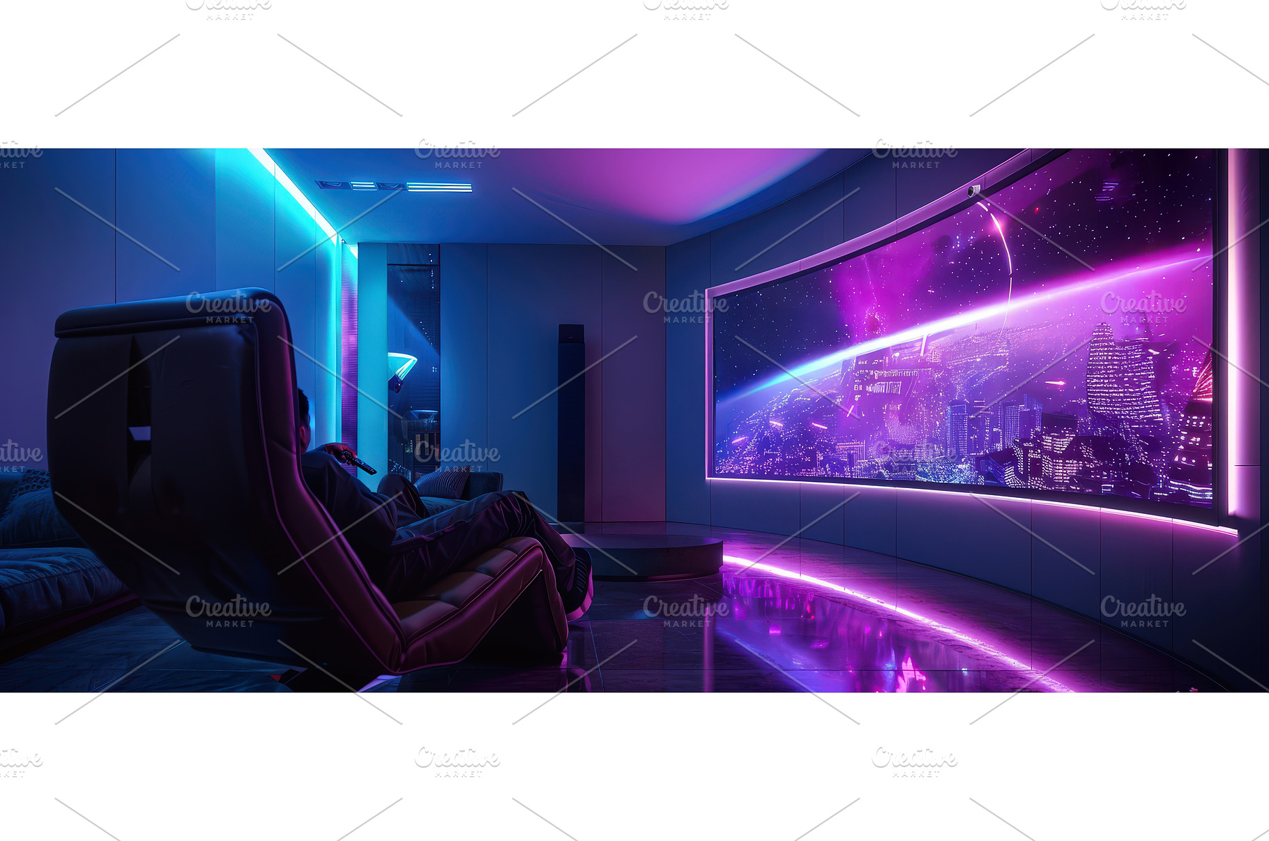 Futuristic Home Theater with Curved, a Technology Photo by piter.goskov