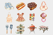 Watercolor Barbecue Clipart, a Seasonal Illustration by Design Market (Thumbnail 3 of 5)