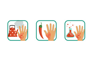 Types of Burns Set, Thermal, an Object Illustration by TopVectors