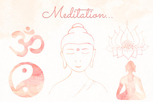 Calm Meditation watercolor clipart