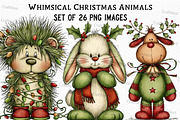 Whimsical Christmas Animals Clipart, an Illustration by Craft Nest (Thumbnail 1 of 6)