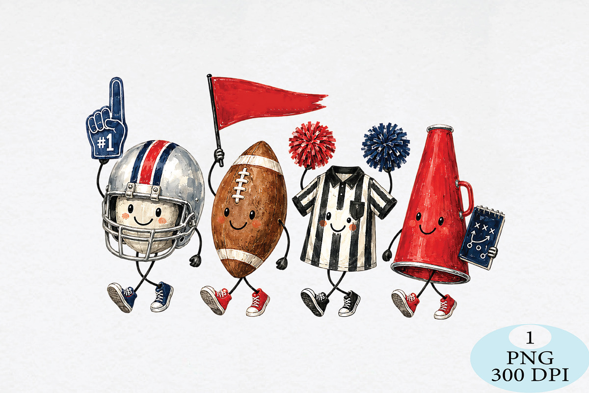 Cute Football Game Day Squad PNG, a Seasonal Illustration by Daily.Designs (Photo 1 of 5)