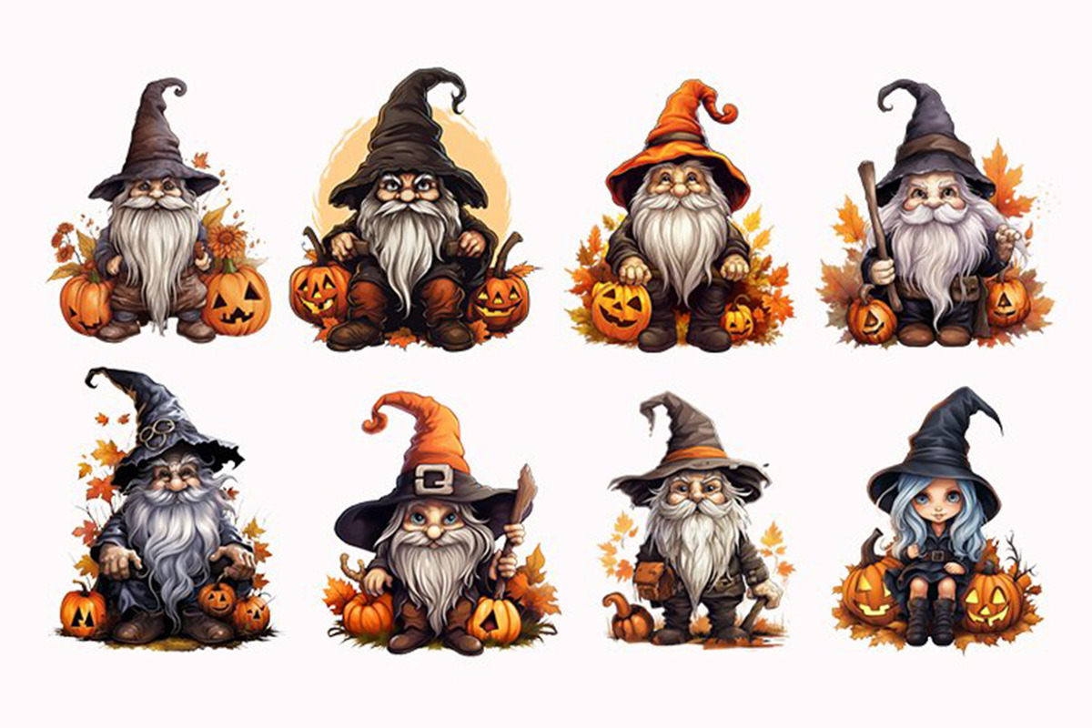 Halloween Fall Gnome Witch Bundle, a Seasonal Illustration by Creative Arslan (Photo 3 of 9)