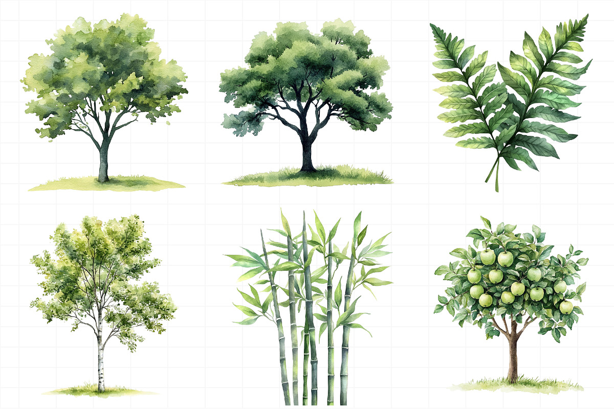 Green Trees and Leaves Clipart, an Illustration by Daily.Designs (Photo 7 of 8)
