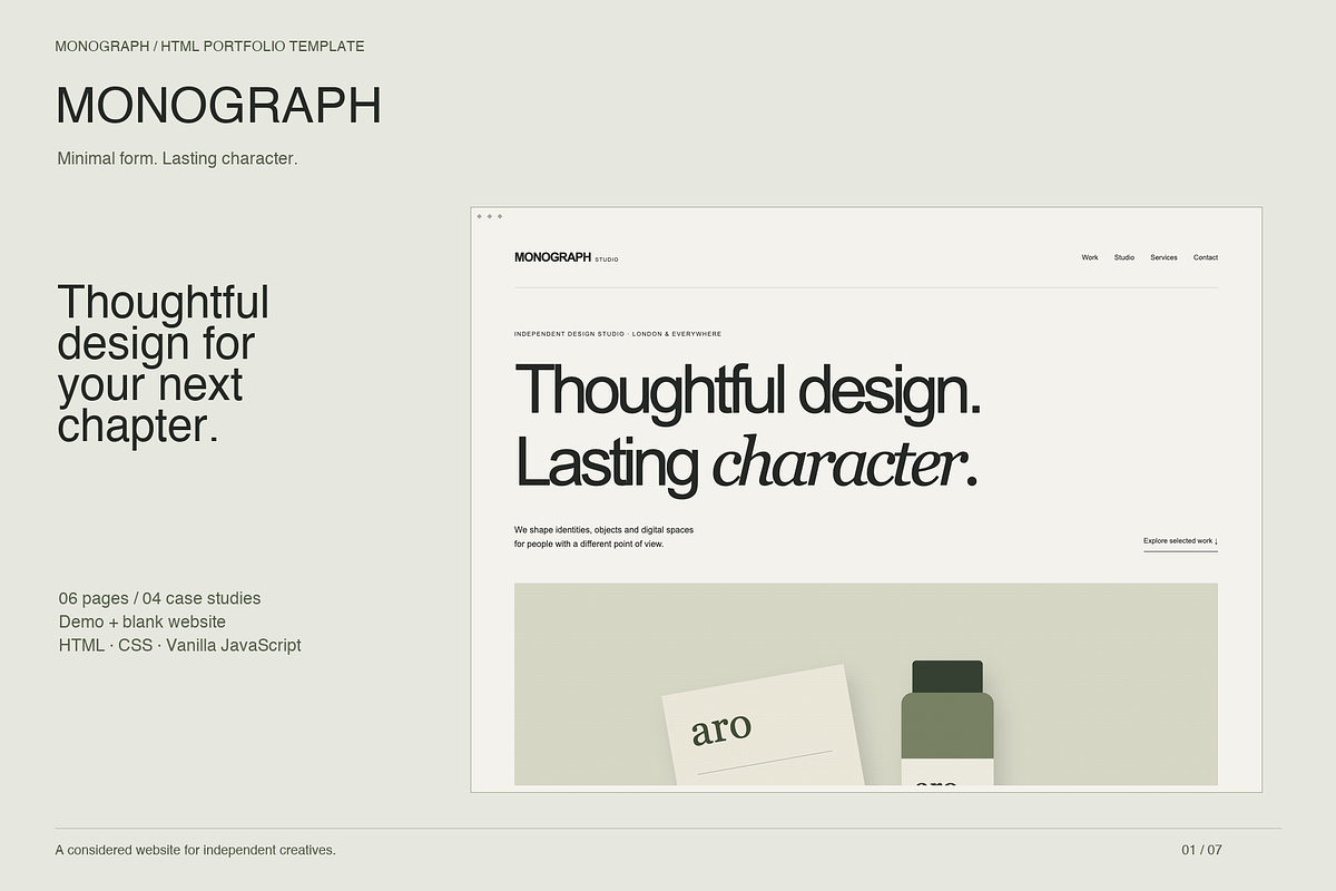 MONOGRAPH – Minimalist HTML Template, a HTML Template by Darweish Designs (Photo 1 of 7)