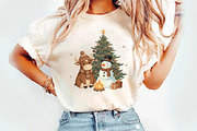 Christmas Cute Snowman Highland Cow, an Illustration by Watercolor design (Thumbnail 2 of 3)