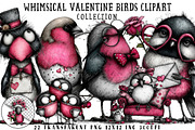 Whimsical Valentine Birds Clipart, an Illustration by OK Design (Thumbnail 1 of 6)