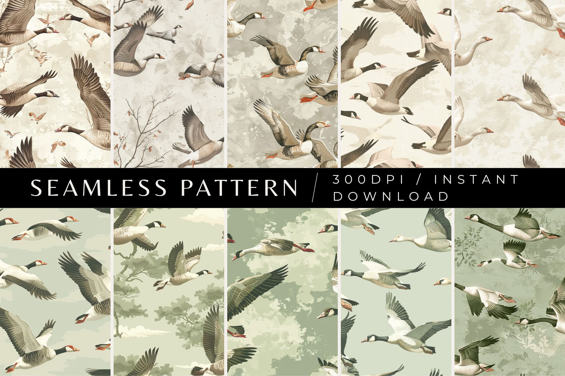 8 Flying Geese Seamless Patterns, a Pattern Graphic by Inknfolly