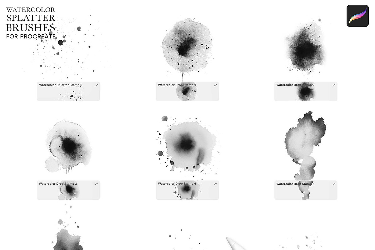 Watercolor Splatter Brushes, a Brush Add-On by Julia Dreams (Photo 4 of 5)