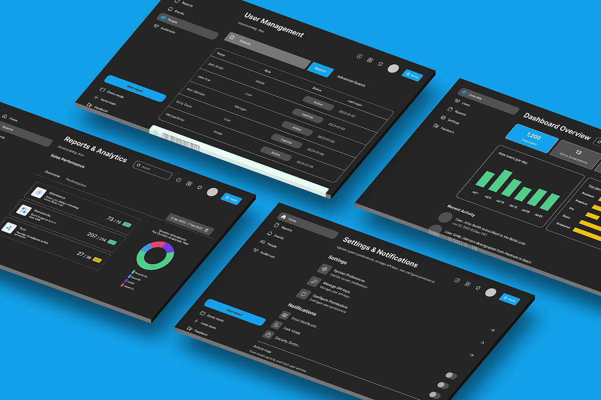 Dark Admin Dashboard Control Backend, an UI Kit Template by nagaredesignstudio (Photo 1 of 6)