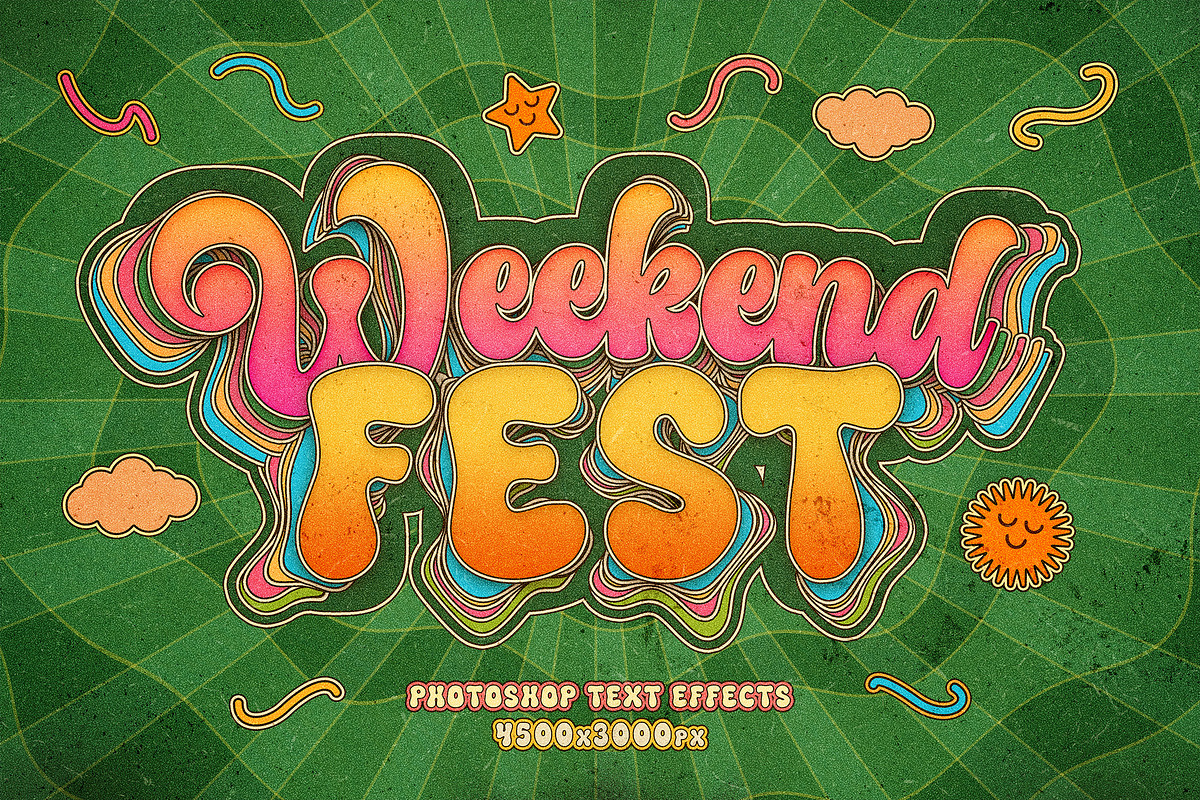 Retro Groovy Text Effects, a Layer Style Add-On by Andrew Skoch Design (Photo 3 of 9)