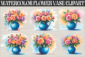 Charming watercolor flower vase, an Illustration by Amazin_art