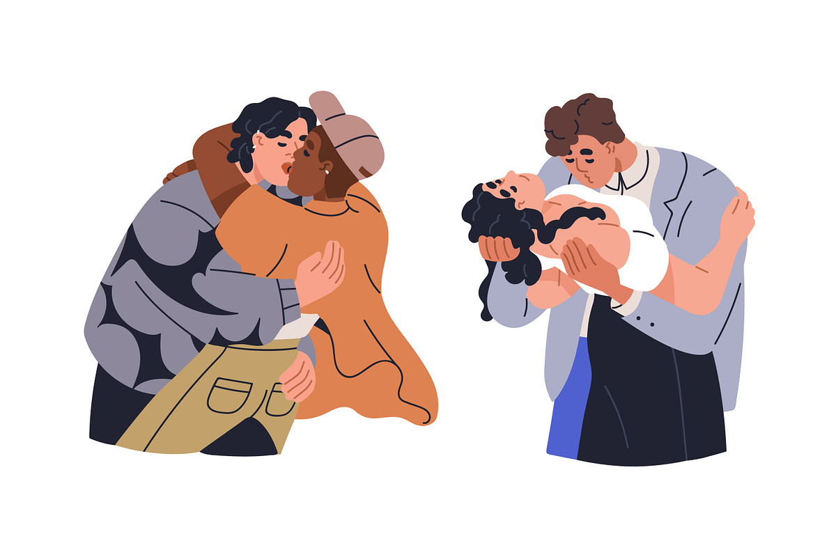 Love couples kiss with passion set, a Person Illustration by Good Studio (Photo 9 of 19)