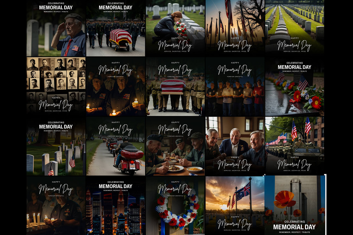 50 Memorial day Posts design set, a Social Media Template by Walldecorated (Photo 2 of 3)