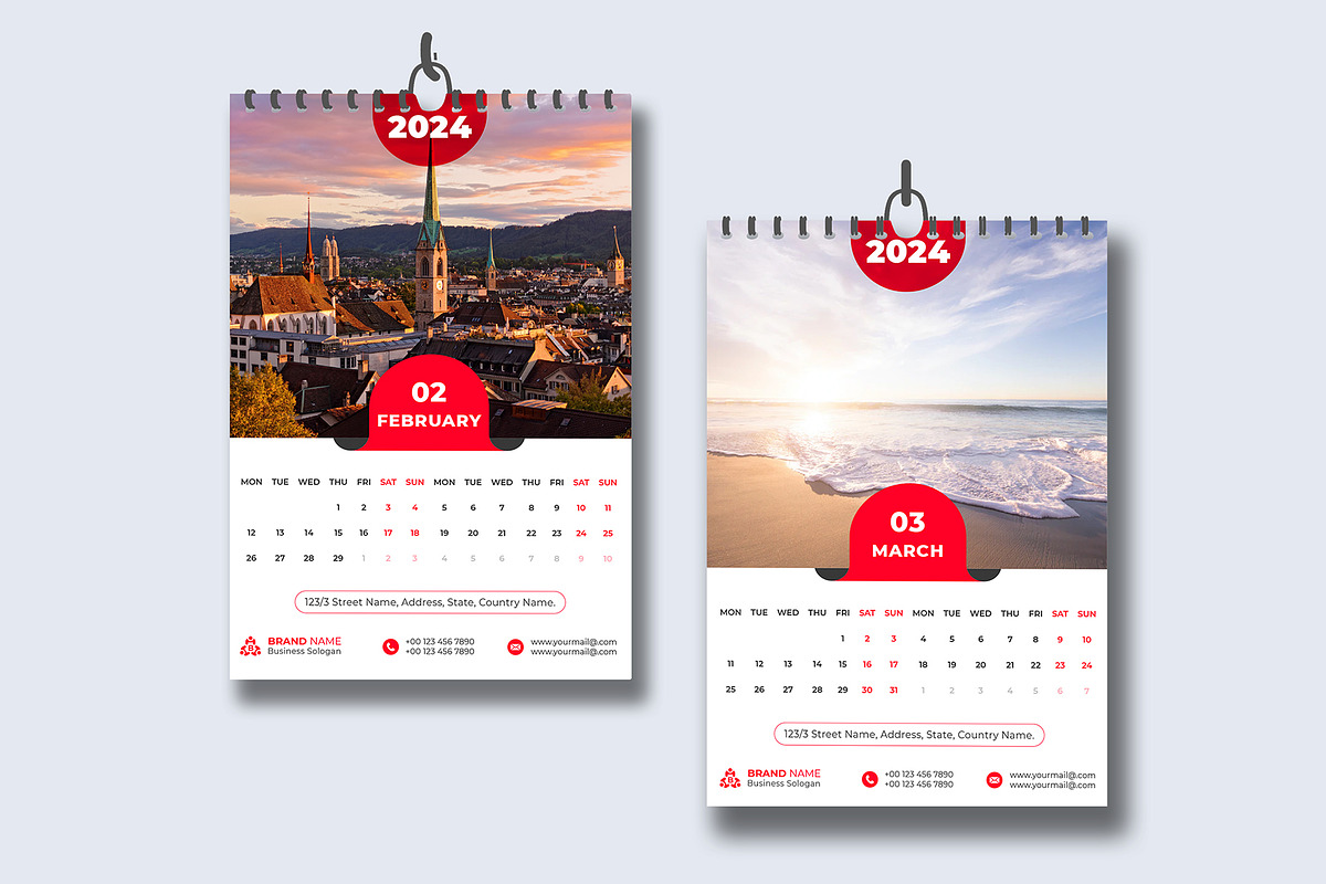 Calendar 2024 Template, a Stationery Template by pixelcreatx (Photo 2 of 7)