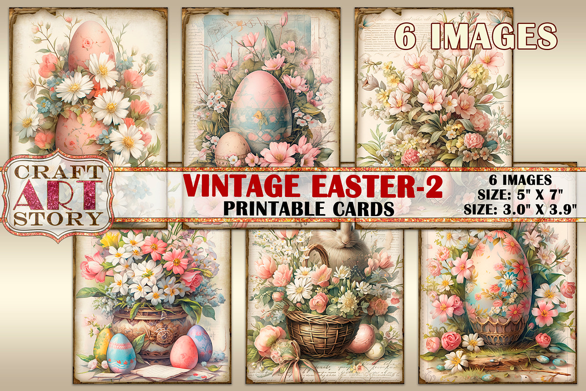 Easter collage cards Atc ACEO Bundle, a Seasonal Illustration by CraftArtStory (Photo 5 of 5)