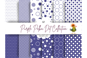 Purple Polka Dot Seamless Design Set