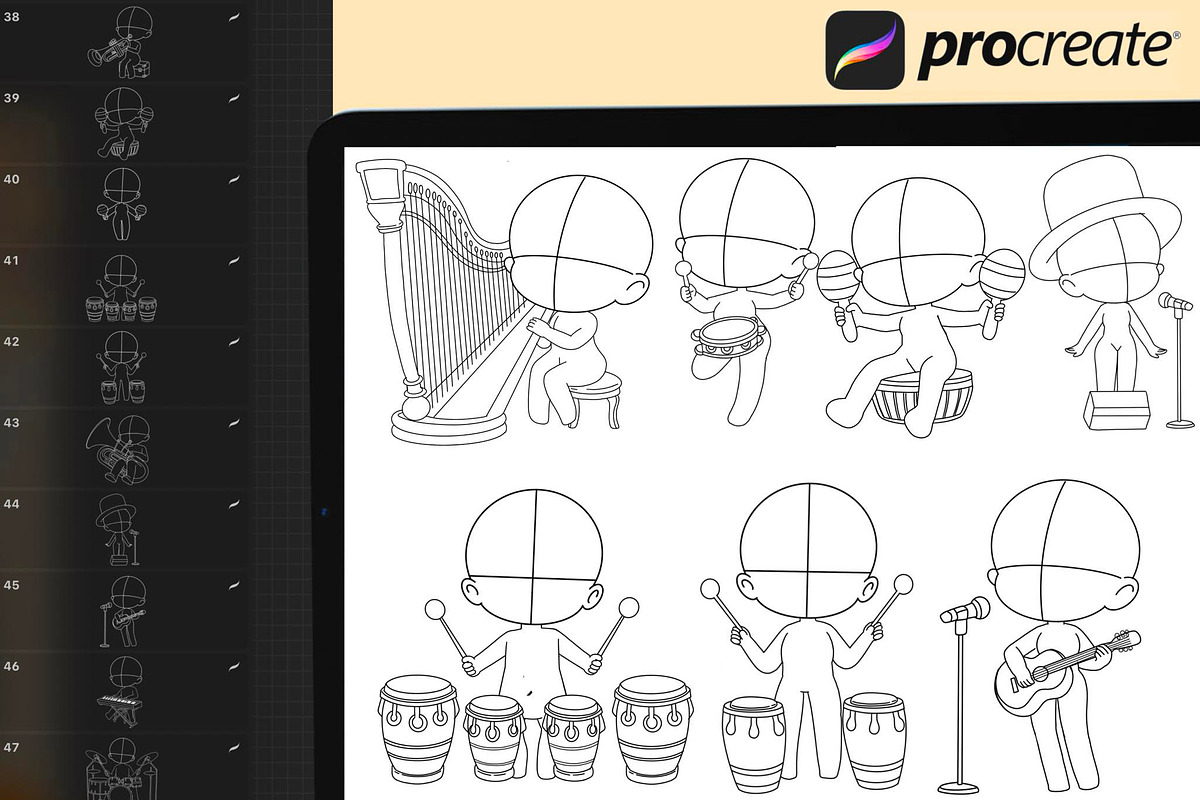 Procreate Chibi musician Stamps preview 5