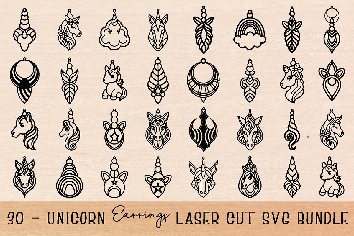 Unicorn Wood Earrings SVG Bundle, an Object Graphic by jannatulpakhi (Photo 1 of 11)