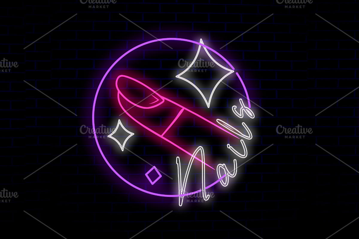 Nails Neon Sign PSD Editable Text Ef, a Layer Style Add-On by TrueVector