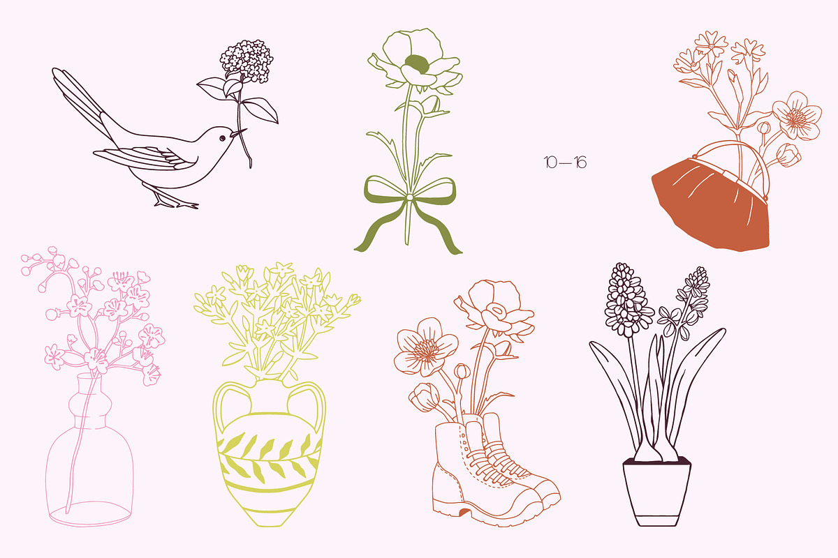 BLOOM floral spring summer bundle, a Seasonal Illustration by Lena Nikolaeva (Photo 12 of 14)