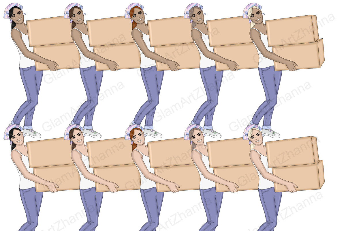 Moving Girls Clipart, a Transportation Illustration by GlamArtZhanna (Photo 4 of 6)