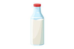 There is a bottle of milk that has a, an Object Illustration by the8monkey