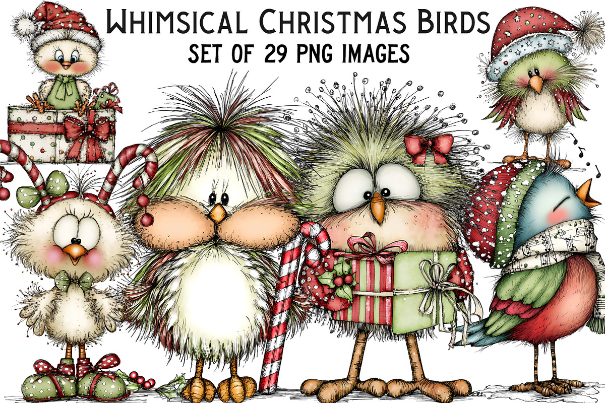 Whimsical Fluffy Christmas Birds, an Illustration by Craft Nest (Photo 1 of 9)