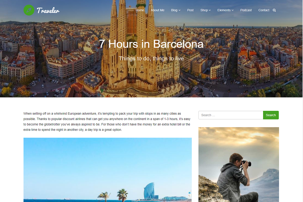 Traveler - Photo Blog WordPress Theme