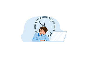 Stressed office worker feeling tired, a Person Illustration by pikepicture