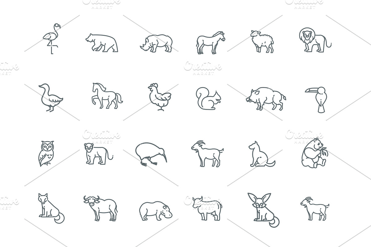 Vector icons. Zoo. Animals, an Outline Icon by Tettygreen (Photo 2 of 2)
