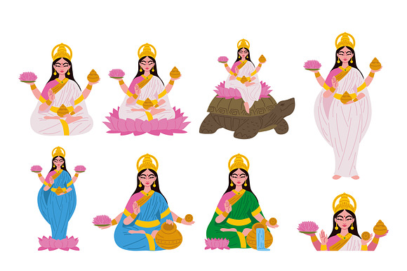Goddess Yamuna Illustration Set preview 2