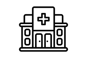 Clinics hospital black icon, an Outline Icon by Creative priyanka