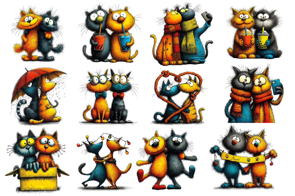 Best Cat Friend, Quirky Cat Clipart, an Illustration by Dream Creation (Photo 4 of 8)
