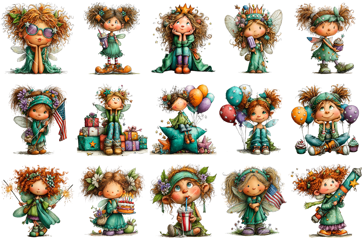 Whimsical Patriotic Fairy Clipart, an Illustration by OK Design (Photo 3 of 6)