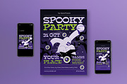 Purple Spooky Party Flyer Set, a Flyer Template by graphicook (Thumbnail 1 of 3)