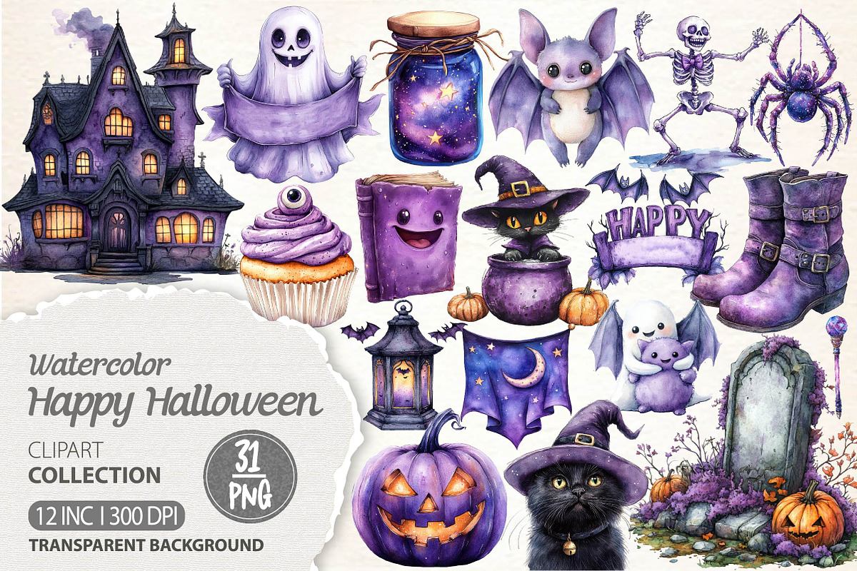 Happy Halloween Clipart PNG, an Illustration by Dream Creation (Photo 1 of 6)