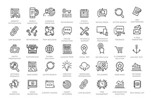 Set of SEO and Development Icons, a Work Illustration by Tettygreen