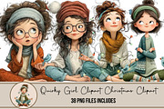 Quirky Girl Clipart Christmas, an Illustration by DreamArtGraphic (Thumbnail 1 of 5)