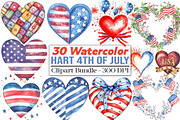 watercolor Hart 4th of july, an Illustration by DreamCafeArt (Thumbnail 1 of 5)