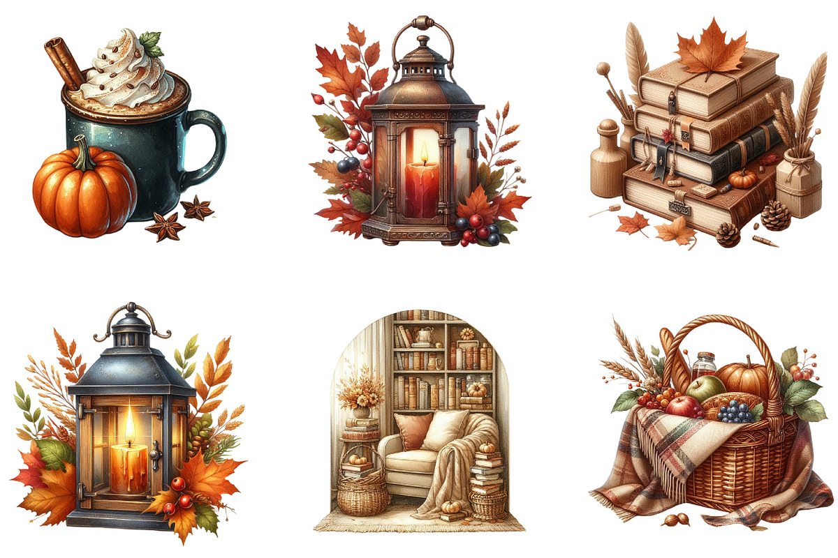 Cozy Beige AutumnFall Clipart, an Illustration by cherrydesign (Photo 2 of 3)