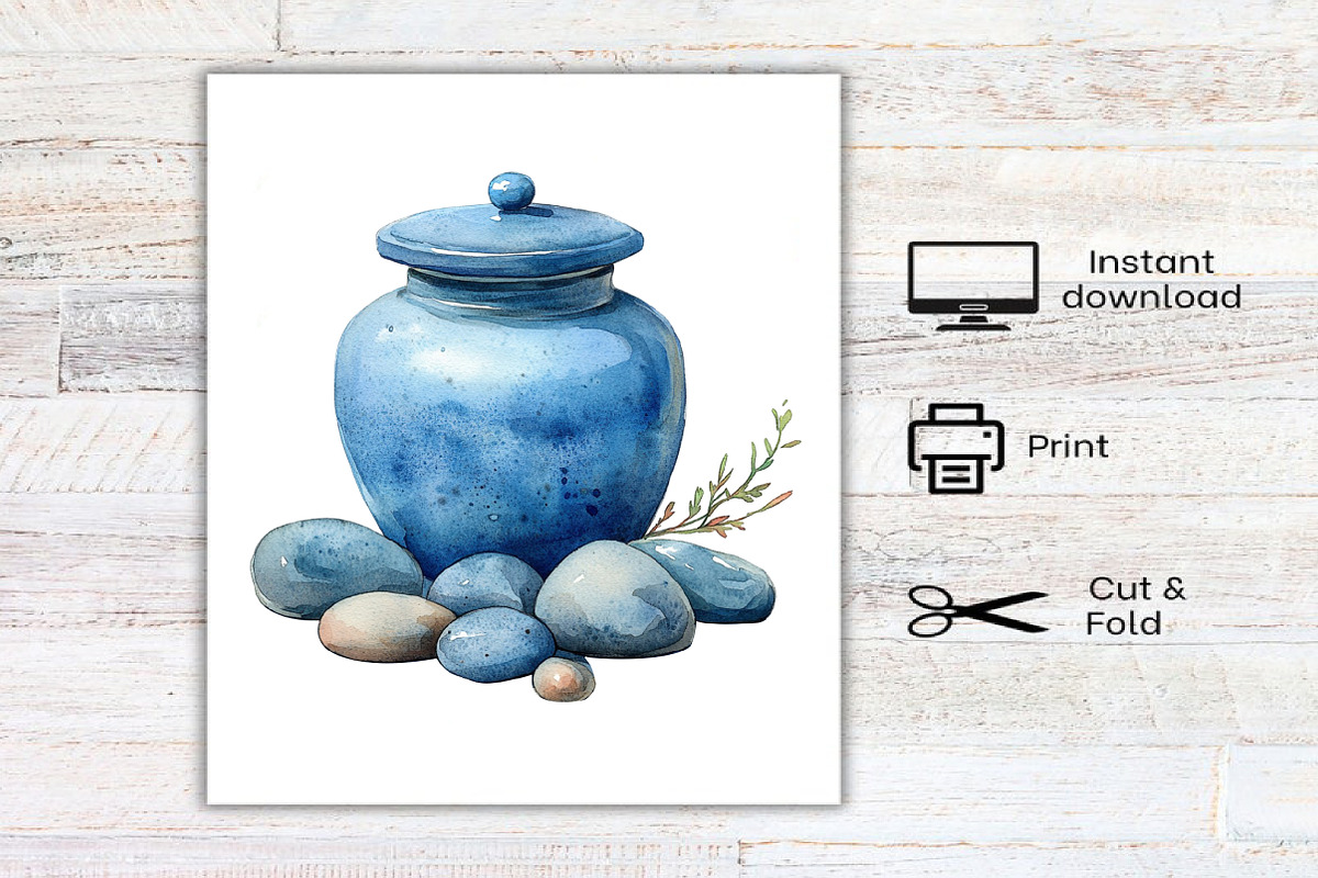 Watercolor Blue Cozy Spa Day Clipart, an Illustration by Canvas Craft (Photo 7 of 7)