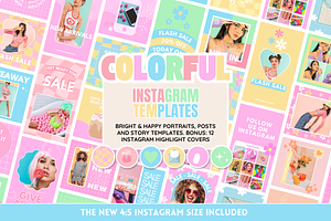 Bright Instagram Templates, a Social Media Template by SunshineStudioBoutique