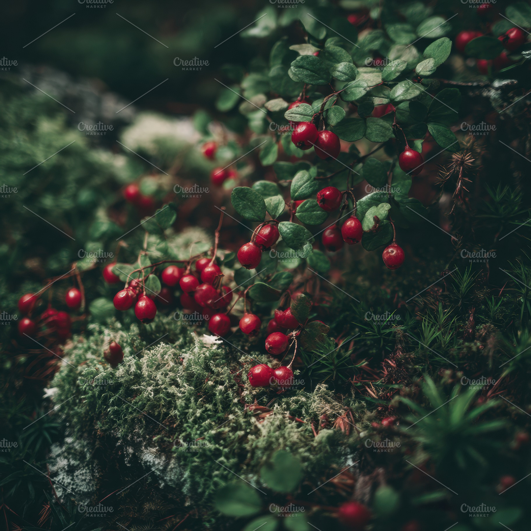 Wild Berries on Mossy Ground, a Nature Photo by Virgo Studio