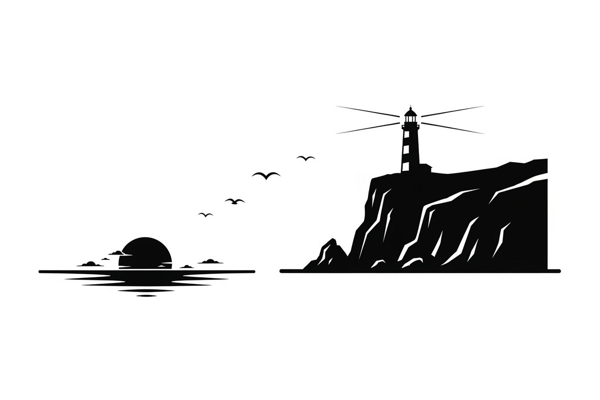 Lighthouse Coastal Cliff Silhouette, a Graphic by hafijul (Photo 13 of 15)